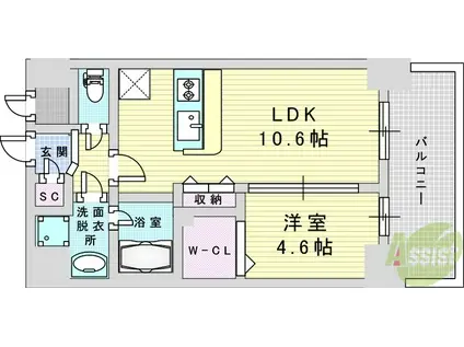 スプランディッド新大阪8(1LDK/15階)の間取り写真