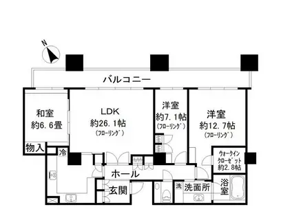 東京ツインパークスレフトウィング(3LDK/45階)の間取り写真