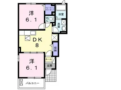 フルーツパーク富里館E(2DK/1階)の間取り写真