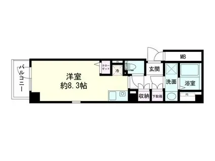 パークフロント亀戸(ワンルーム/6階)の間取り写真