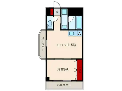 メゾンボヌール(1LDK/2階)の間取り写真
