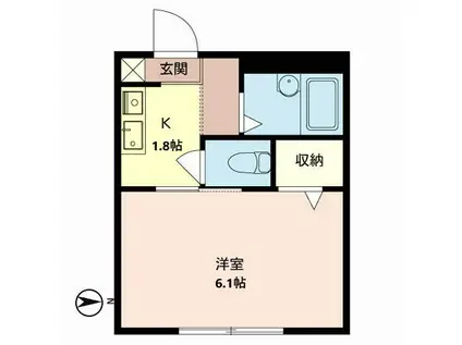 EVER GREEN(1K/1階)の間取り写真