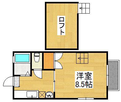 向花ハイツ(1SK/2階)の間取り写真