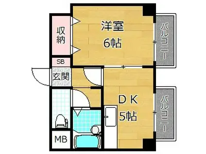 フォンティーヌ香里園(1DK/3階)の間取り写真