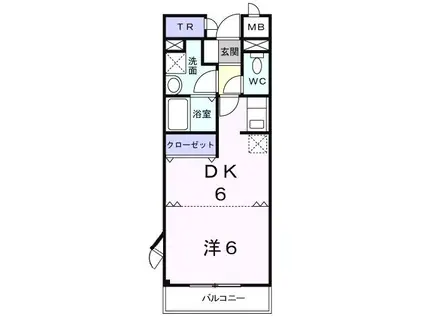 フォンテーヌ 南館(1DK/2階)の間取り写真