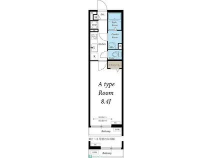 リブリ・小門(1K/1階)の間取り写真