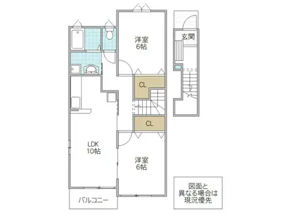 サンリットグリーンA(2LDK/2階)の間取り写真
