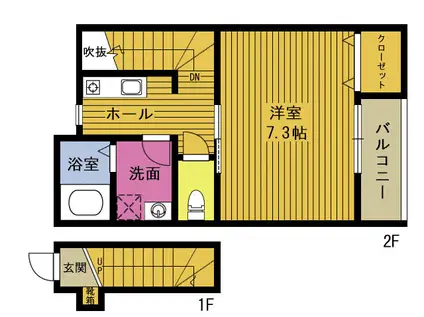 ヴァローレ臼杵(1K/2階)の間取り写真
