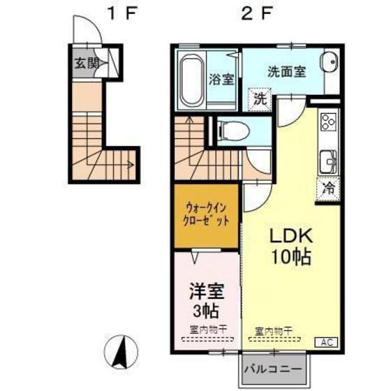 D-ROOM北の森(1LDK/2階)の間取り写真