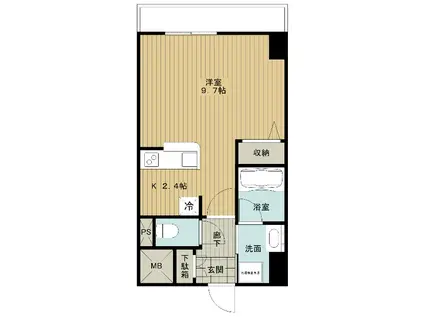 BUENA上大川前通4(ワンルーム/3階)の間取り写真