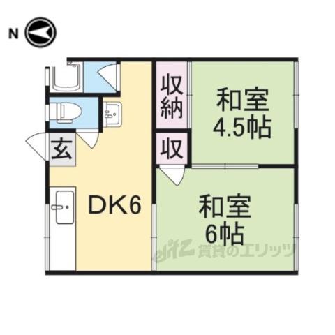 コーポ広瀬石原(2DK/1階)の間取り写真
