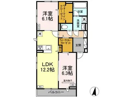 CRASPEDIA(2LDK/2階)の間取り写真