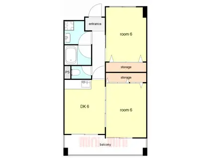 グランドールサンパティオ(2DK/3階)の間取り写真