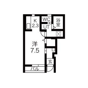 KINGDOMII(ワンルーム/1階)の間取り写真