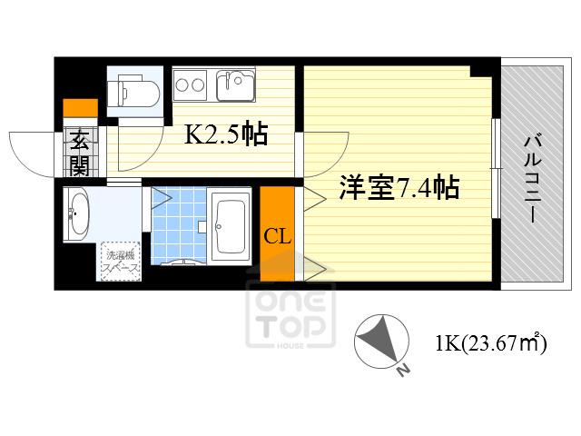 ロイヤルクィーンズパーク吹田片山町(1K/7階)の間取り写真