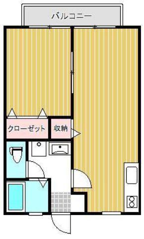 サンライフ中津A棟(1LDK/2階)の間取り写真