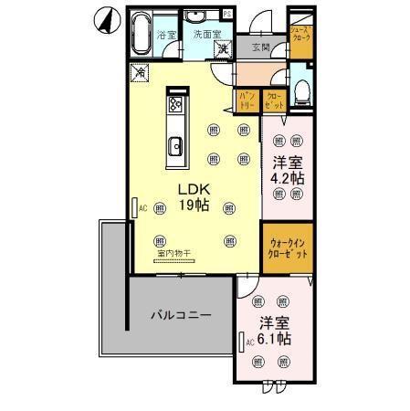 BELLEVILLE桜木町(2LDK/2階)の間取り写真
