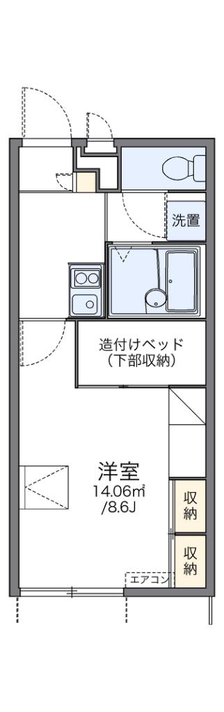 レオパレスあいのつちやま(1K/1階)の間取り写真
