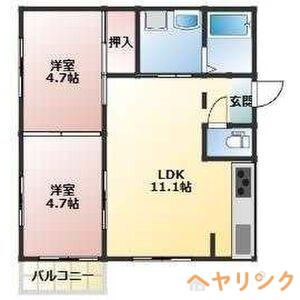 第3コーポシバタ(2LDK/3階)の間取り写真