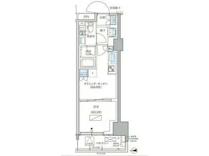 パークアクシス品川天王洲アイル(1DK/2階)の間取り写真