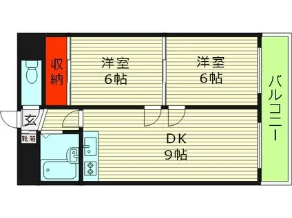雅叙園ハイツ(2LDK/10階)の間取り写真