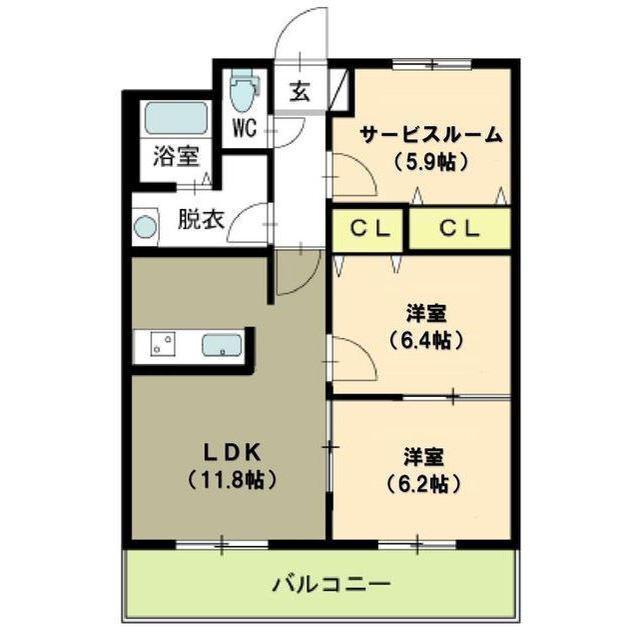 サンハイムさかい(2SLDK/3階)の間取り写真