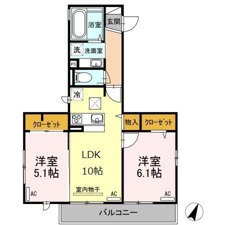 アム・ベヒライン(2LDK/1階)の間取り写真