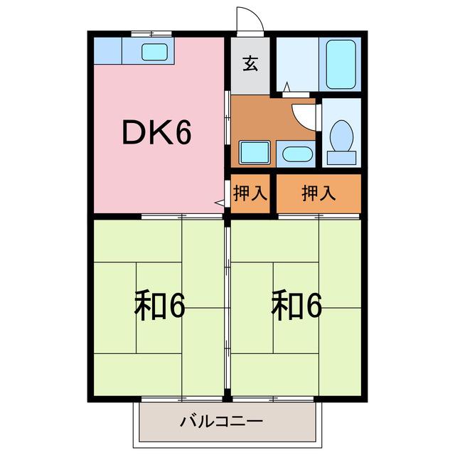 高須ハイツ(2DK/2階)の間取り写真