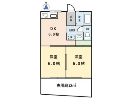 ビーム・メゾン(2DK/1階)の間取り写真