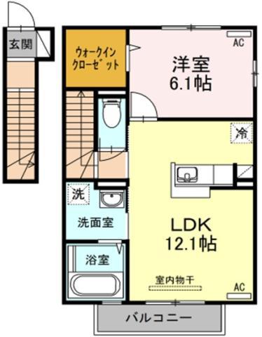 クレストコート(1LDK/2階)の間取り写真