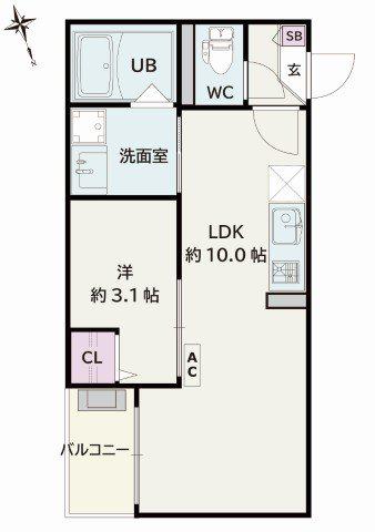 JACK HACHIMANII(1LDK/2階)の間取り写真