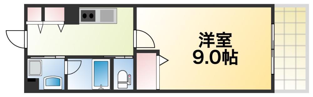 ブラン花園町(1K/9階)の間取り写真