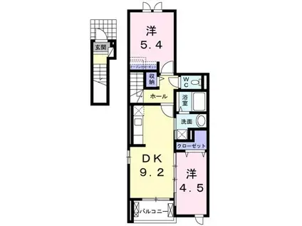 コラール(2DK/2階)の間取り写真