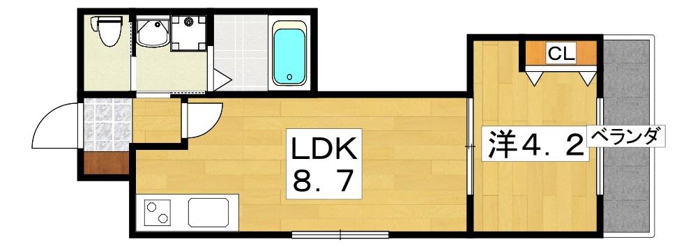 HALELEA(1LDK/2階)の間取り写真