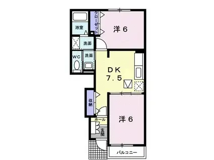 ポート リジェールIII(2DK/1階)の間取り写真