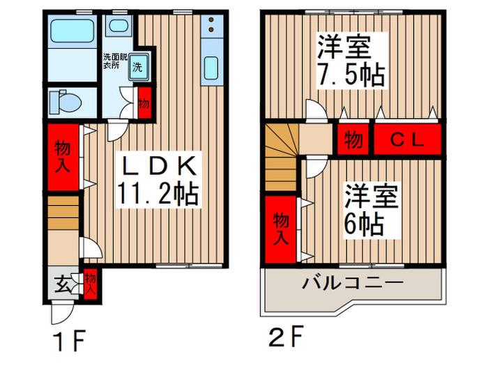 シャルム・I(2LDK/1階)の間取り写真
