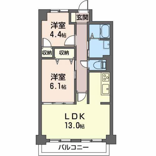 アーバンコア南浜田(2LDK/1階)の間取り写真