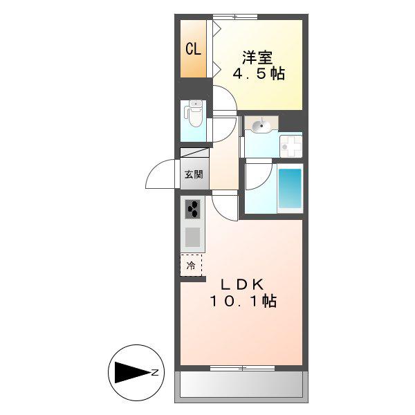 ヒールコートII(1LDK/1階)の間取り写真