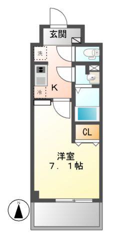 ドゥナーレ辻町(1K/4階)の間取り写真