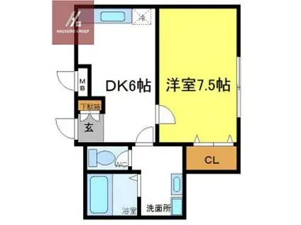 清水マンション(1DK/2階)の間取り写真