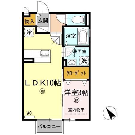 グランヴィル B棟(1LDK/1階)の間取り写真