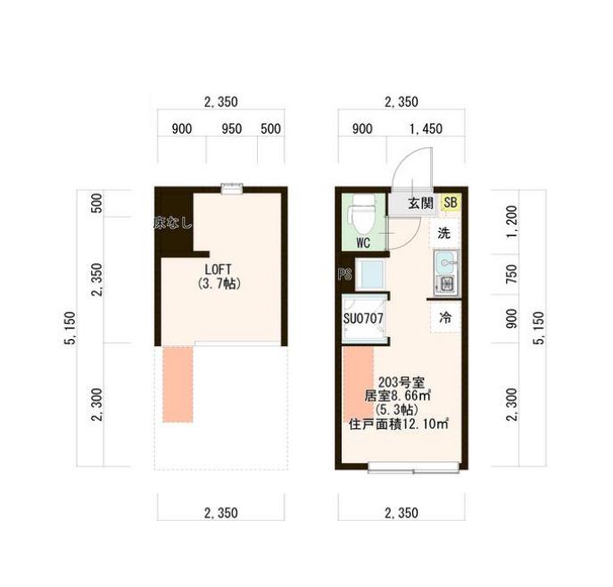 リベルテラス池袋本町(ワンルーム/2階)の間取り写真