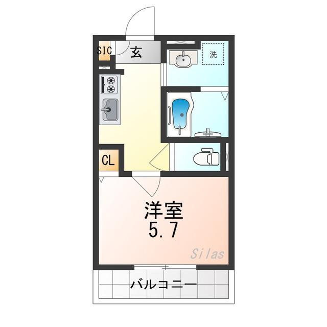 RN平野(1K/1階)の間取り写真