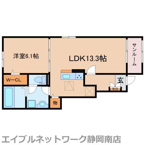 ラフィーネKIII(1LDK/1階)の間取り写真