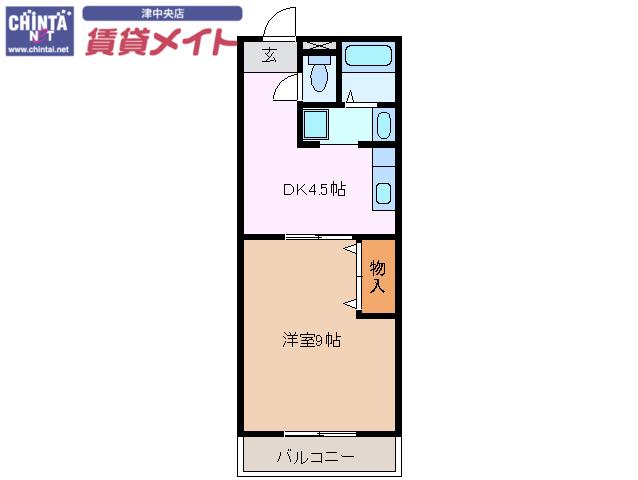 コーポ三喜C(1DK/2階)の間取り写真