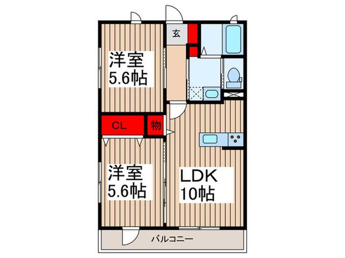 リッツII(2LDK/1階)の間取り写真