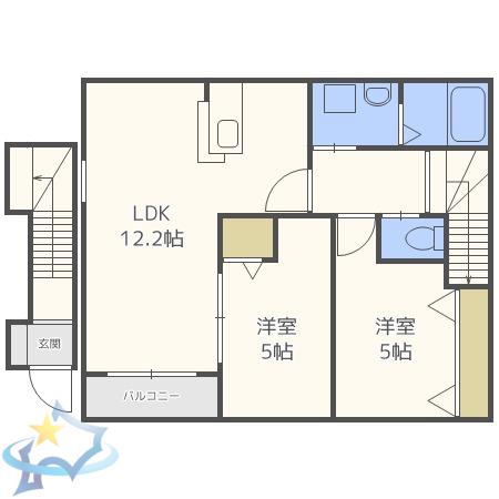 KAHITO 018(2LDK/2階)の間取り写真