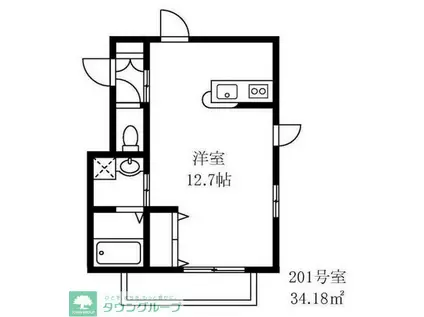 ノーブルヴィラージュ城山(ワンルーム/2階)の間取り写真