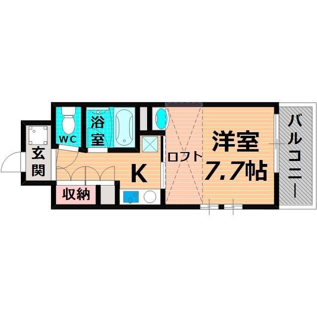 スリーゼ城(1K/4階)の間取り写真