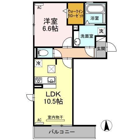 サンライズS(1LDK/1階)の間取り写真